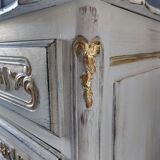 Louis XV style royal chest of drawers patinated