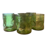 6 vintage bubble glass glasses