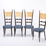 Set of four Italian Mid-Century Modern High Back dining chairs by Aldo Tura