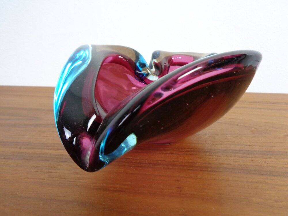 Large Sommerso Murano Glass Ashtray by Flavio Poli, Italy, 1960s
