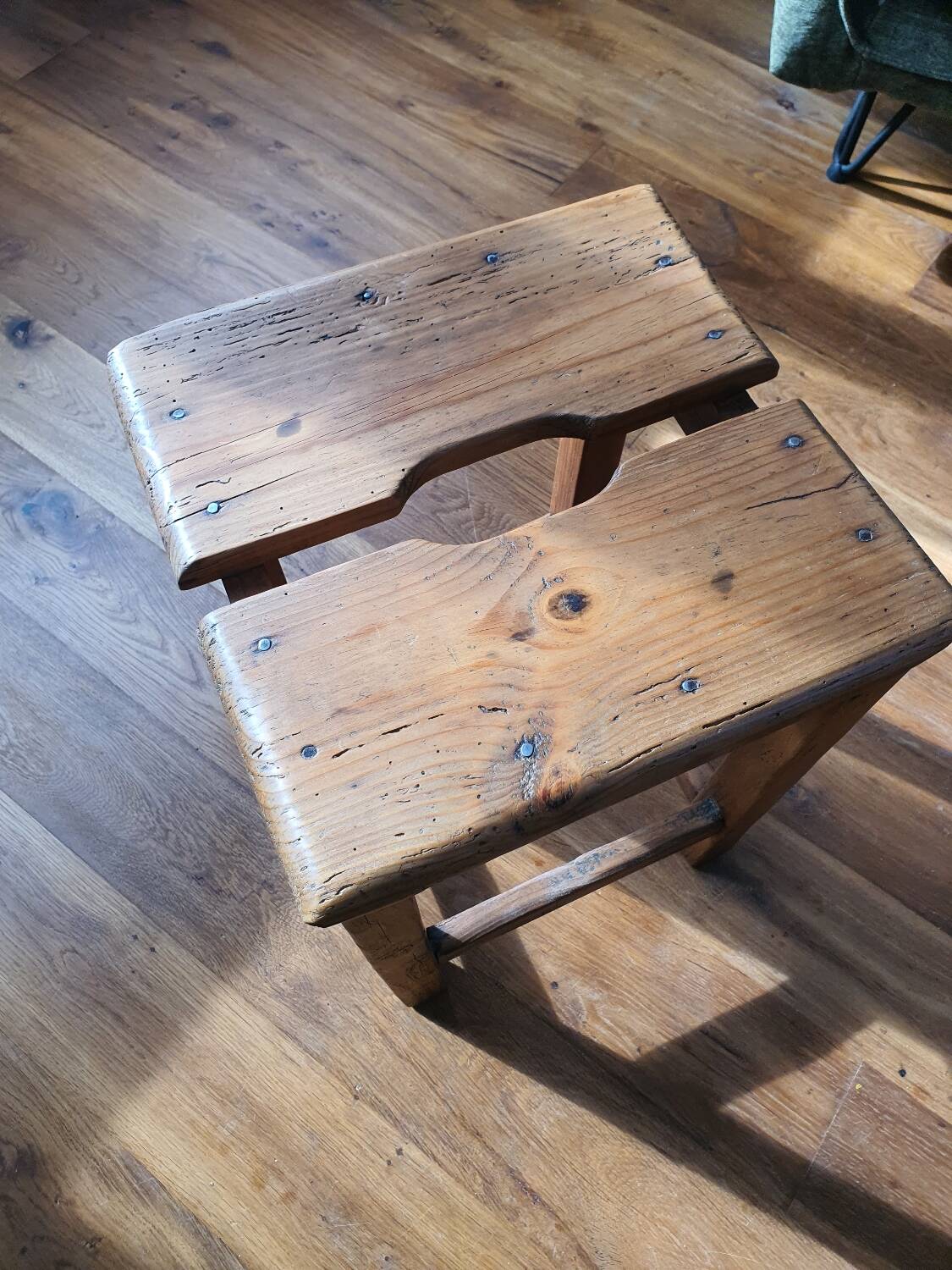 Antique wooden farm stool