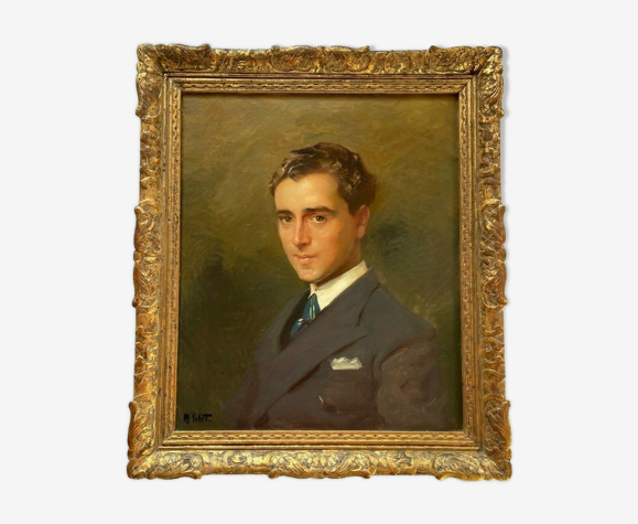 Henry Emile Vollet huile sur toile portrait autoportrait jeune homme
