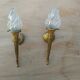 Paire d'appliques flambeau vintage en bronze