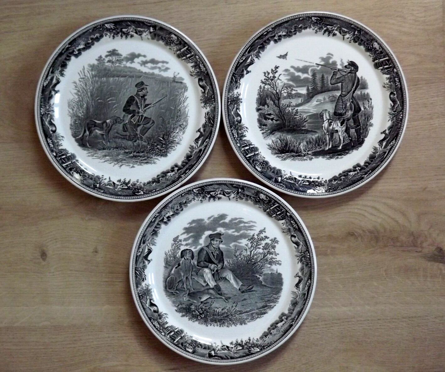 Lot de 3 assiettes, scène de chasse, Villeroy & Boch