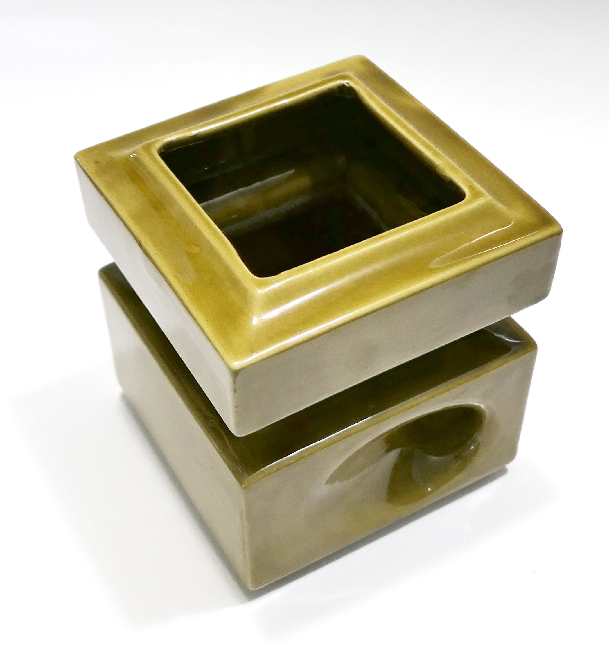 Modernist ceramics 1960s olive green
