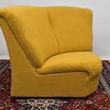 Yellow bouclé corner modular sofa, 1970s, set of 6