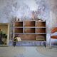 Asymmetrical shelf with lockers on feet