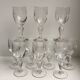 Set of 10 small glasses with feet / crystal liquor engraved 30s