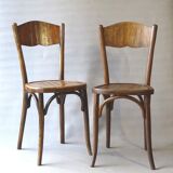 Pair of bistrot chairs seated wood 1925