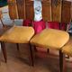 set of 4 vintage Art Deco chairs with carved wood and grape cluster design