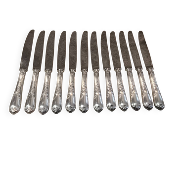12 silver-plated metal table knives Ercuis model Dubarry