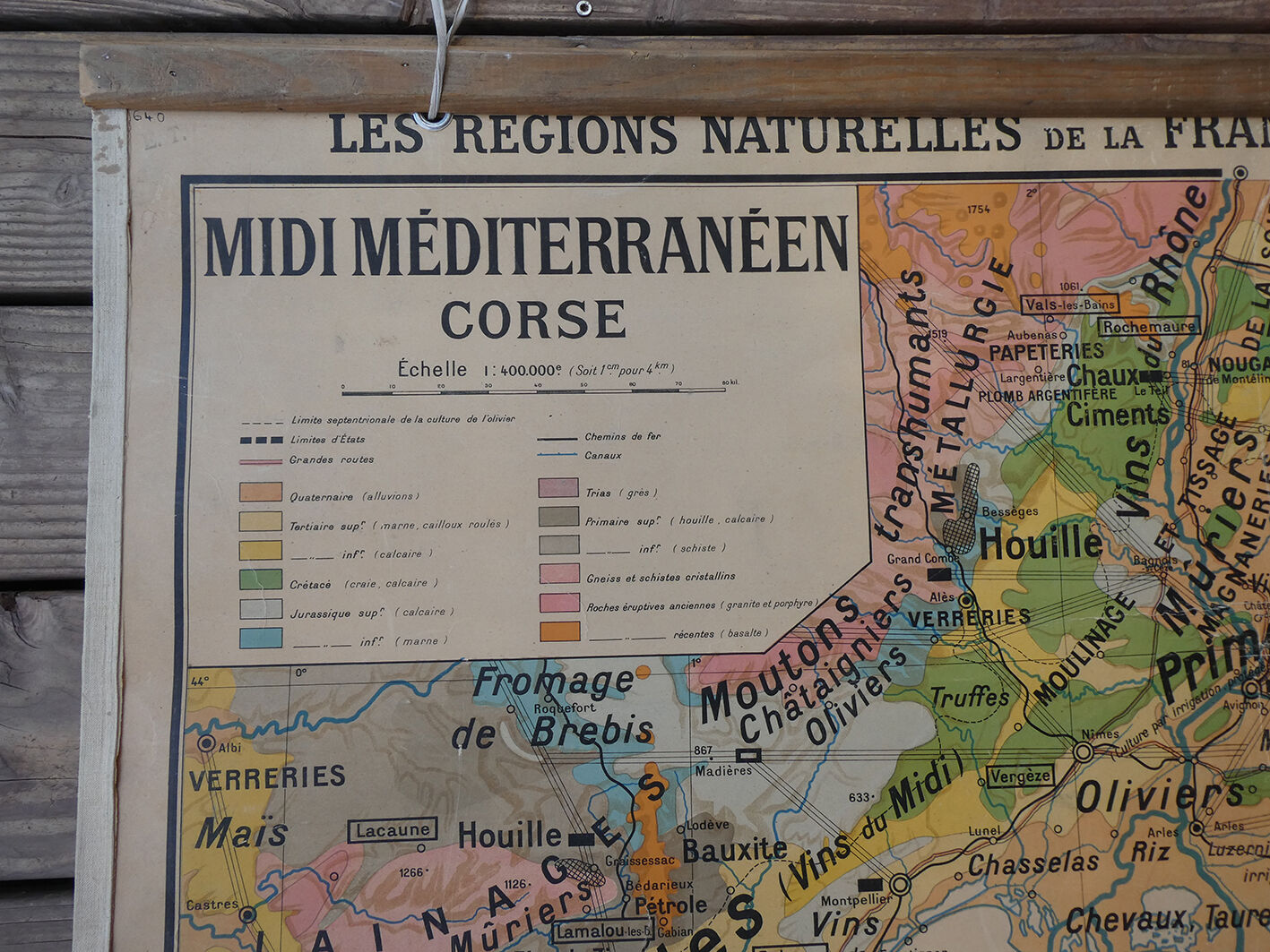 Ancient school map "Midi Mediterranean and Corsica" - Paul Kaeppelin