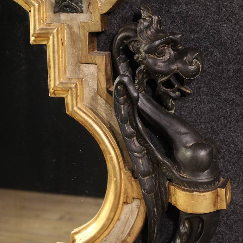19th century lacquered and gilded Italian mirror