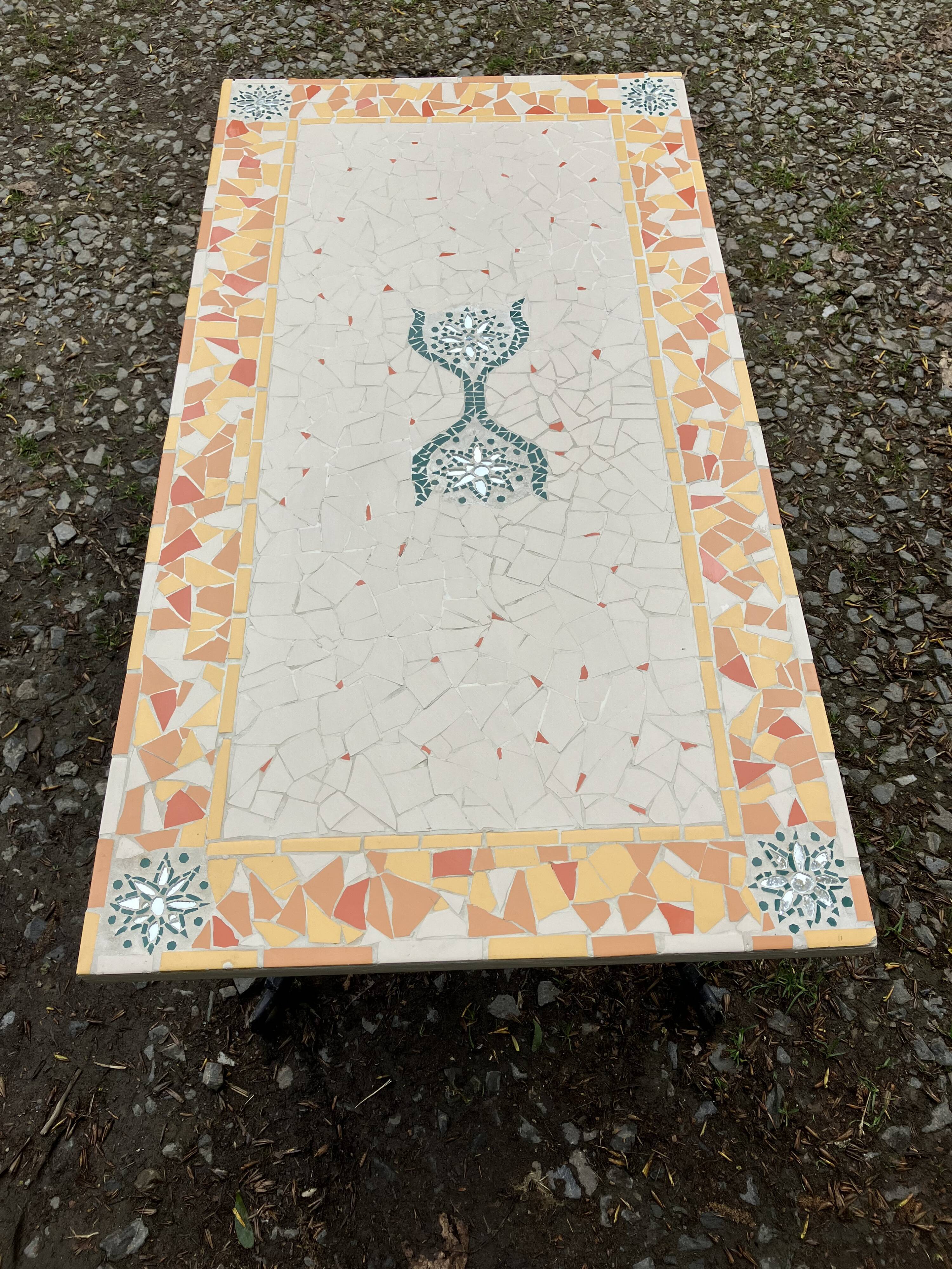 Coffee table legs iron mosaic top