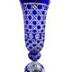 Cobalt blue cut crystal vase "The Great Owls" – Large model on a pedestal
