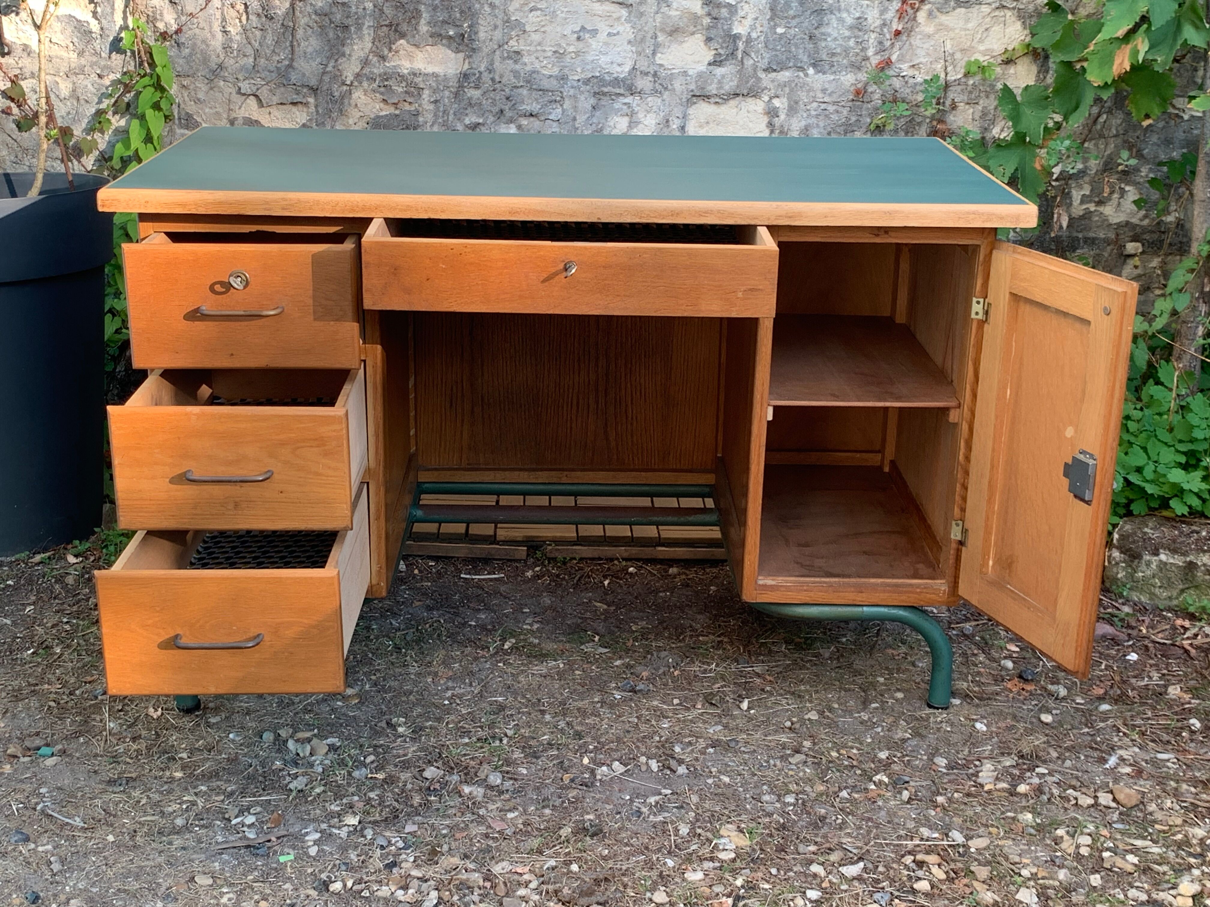 1950s schoolmaster's desk in solid oak
