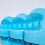 French 1950s Bale Shape Blue Opaline Glass Lamp Bulbous Gourd Cotton Bale