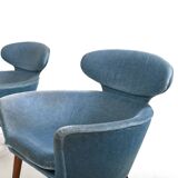 Rare Pair of Danish Easychairs in Teak & Mohair 1950s