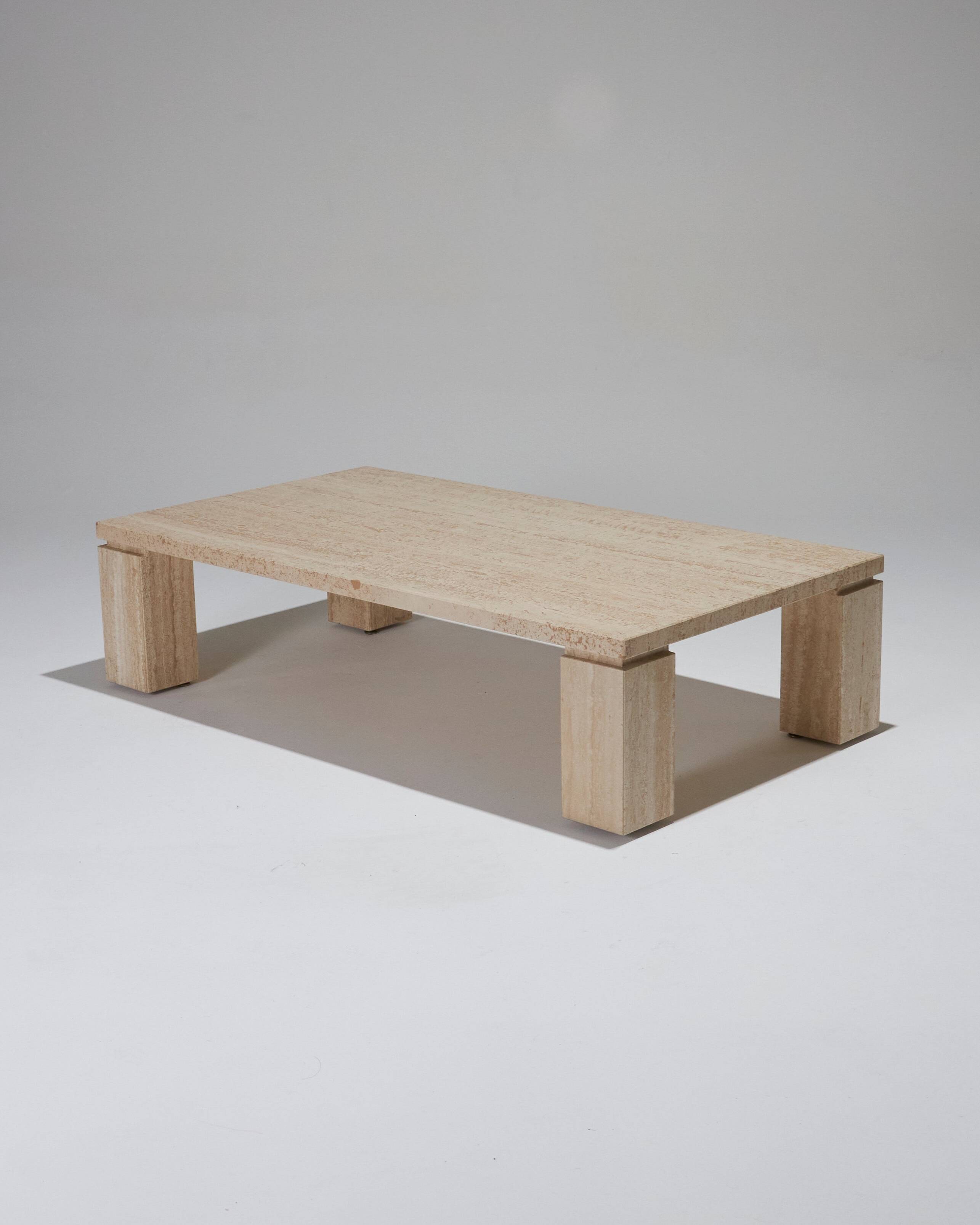 Rectangular travertine coffee table, 1970s
