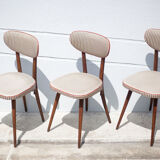 Set of 3 Baumann chairs model 732g2, bistro chair, wooden chair and vinyl fabric, kitchen, retro