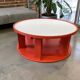Large vintage round XL orange wooden coffee table / coffee table