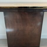 Console patine canon de fusil à plateau de travertin. Travail français. Vers 1970