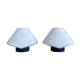Pair of lamps in opaline glass and metal, 1980