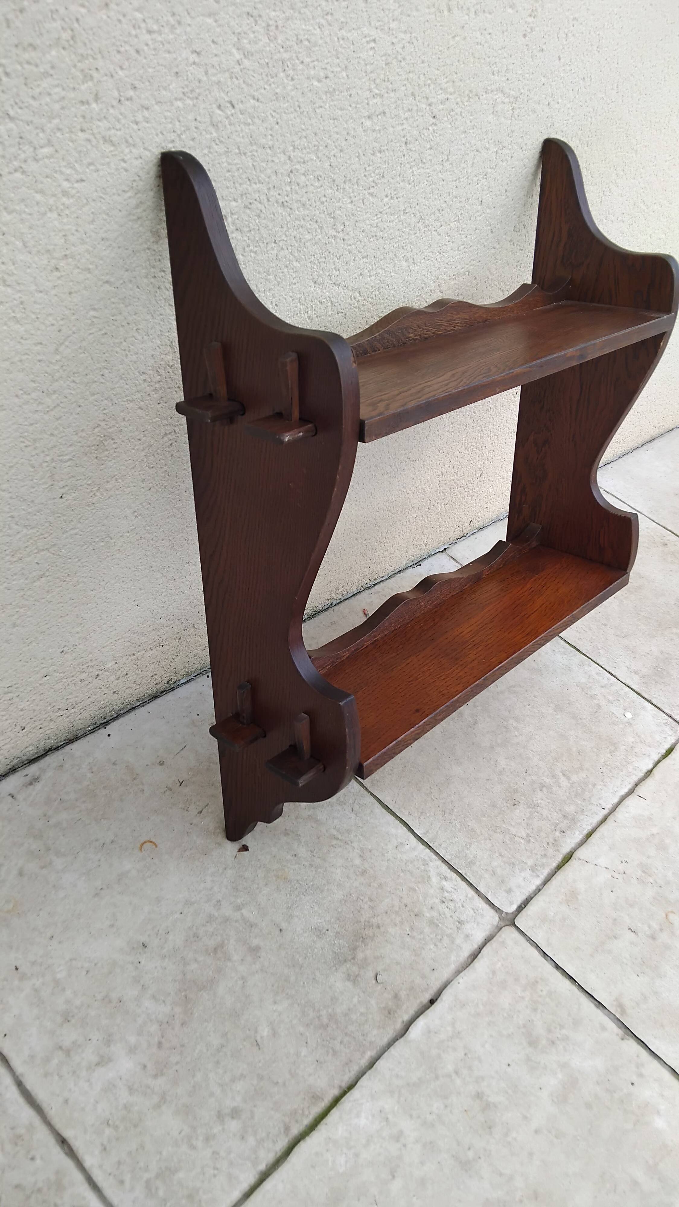 Antique vintage wooden wall shelf