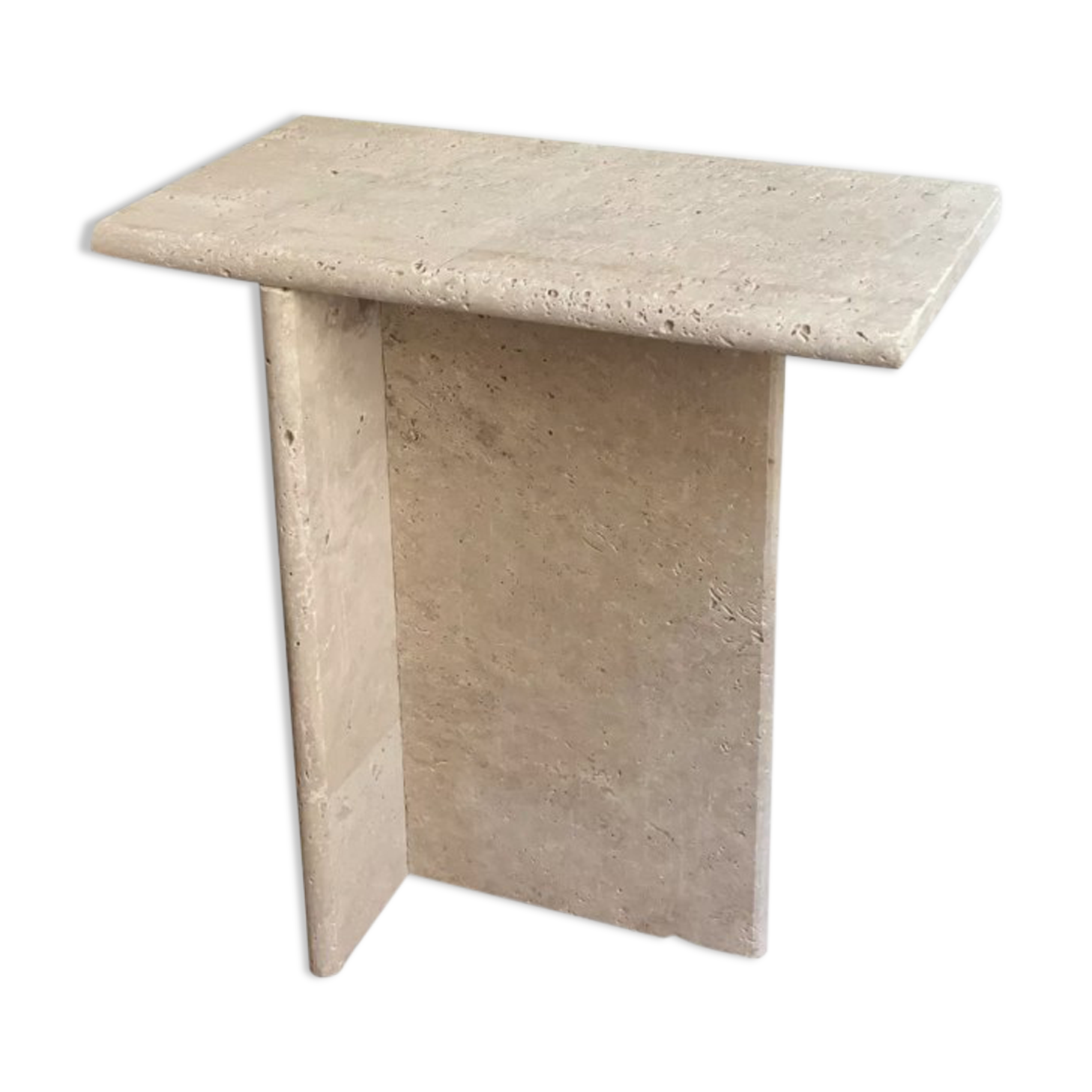 Travertine stone side table