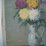Still life with bouquet of flowers oil on canvas signed