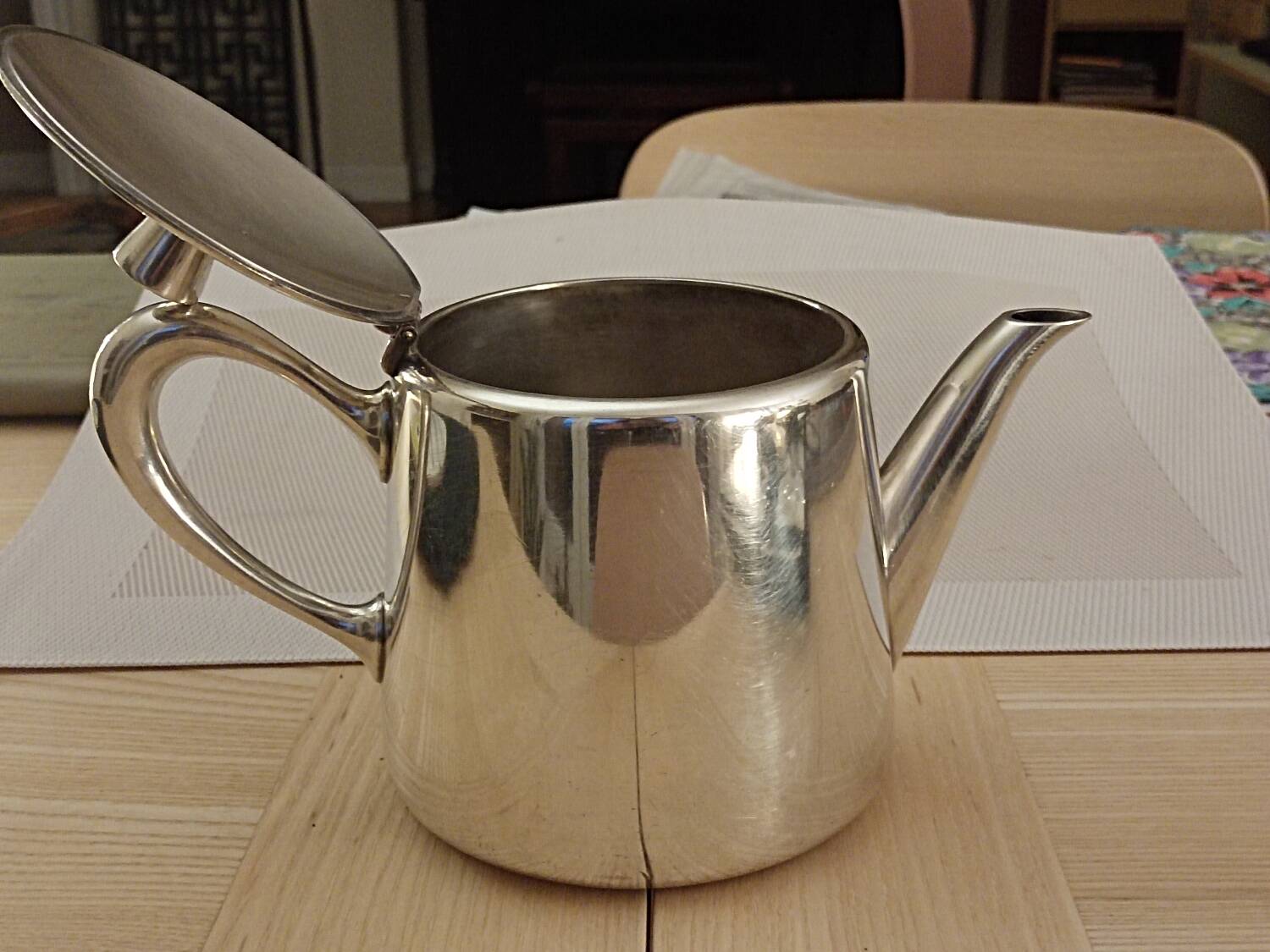 Silver metal teapot