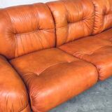 Mid-Century Modern Italian Leather 3-Seater Sofa, 1970s