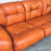 Mid-Century Modern Italian Leather 3 Seat Sofa, 1970s