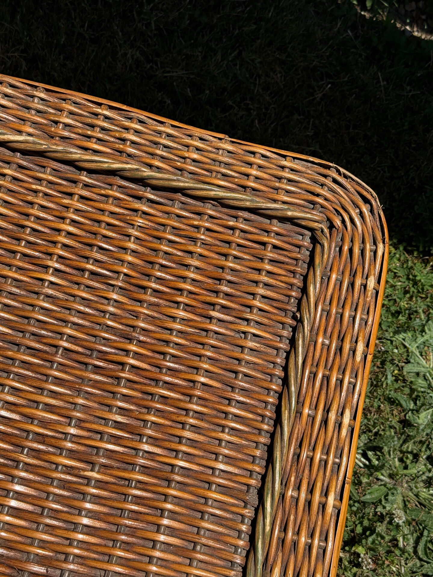 Woven rattan coffee table - 1970s