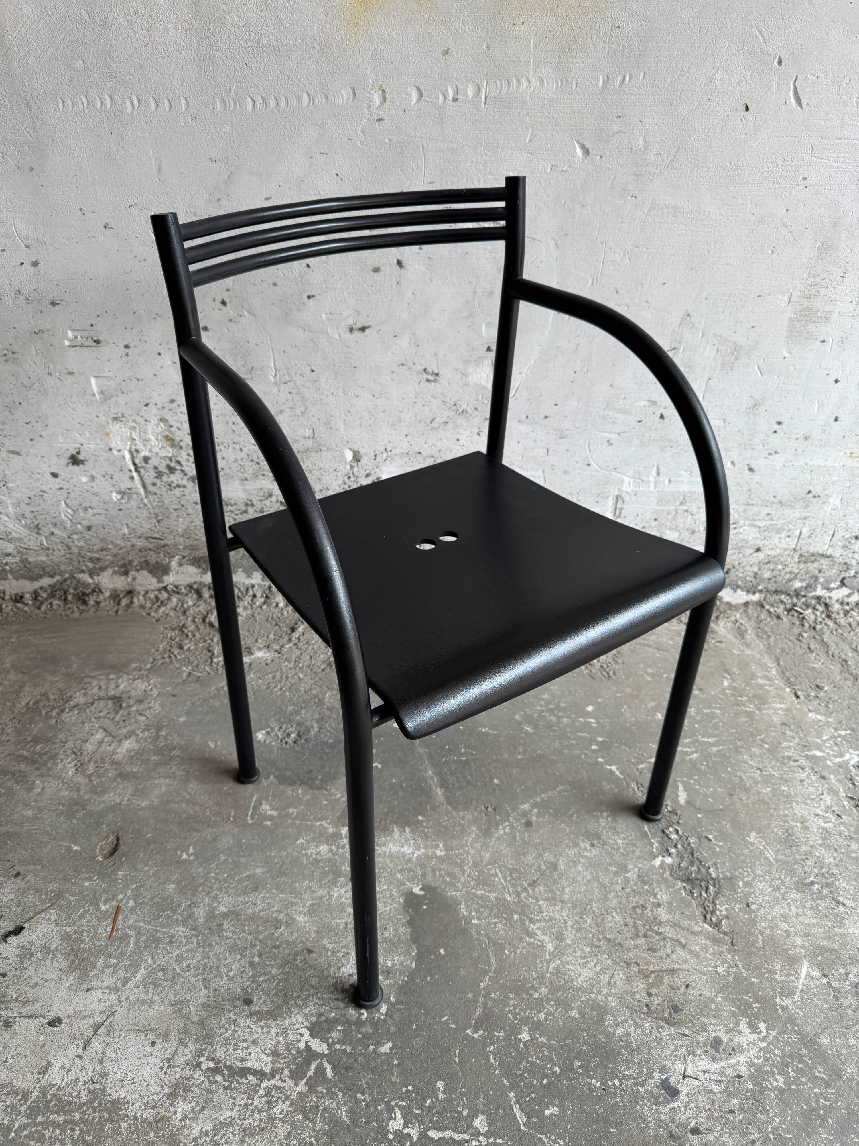 Francesca Spanish II black lacquered steel chair by Philippe Starck (Baleri, 1984)