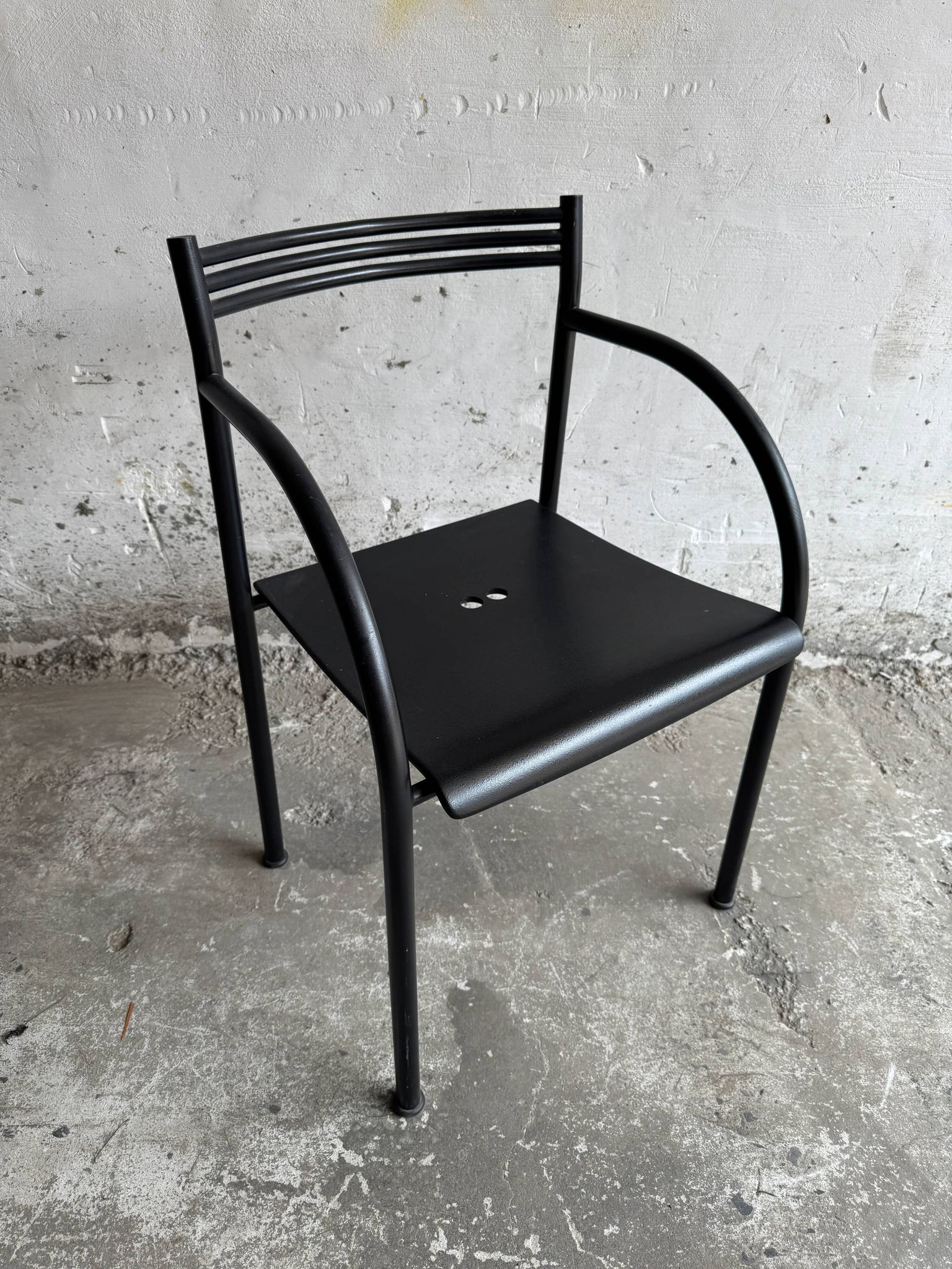 Francesca Spanish II black lacquered steel chair by Philippe Starck (Baleri, 1984)
