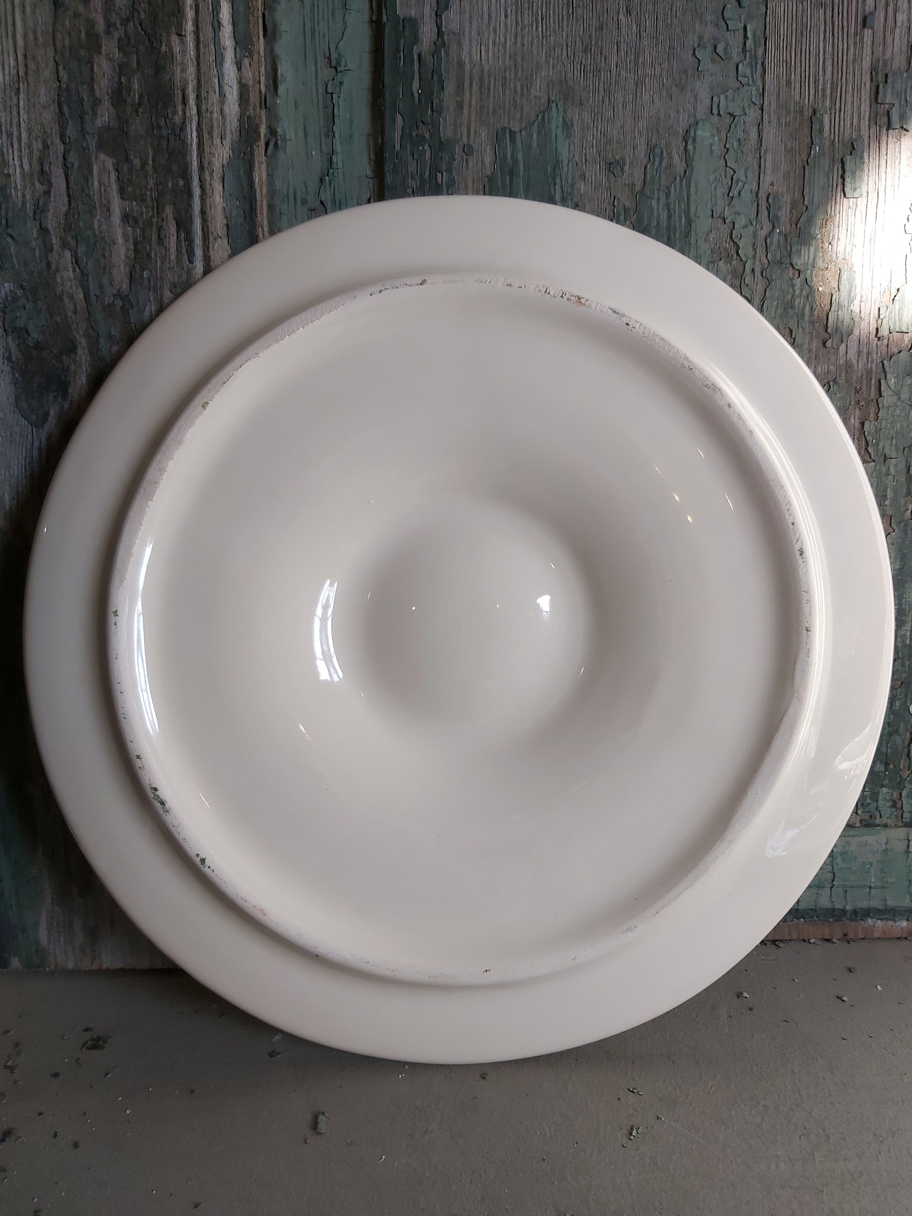 Vintage French white Majolica oyster plate