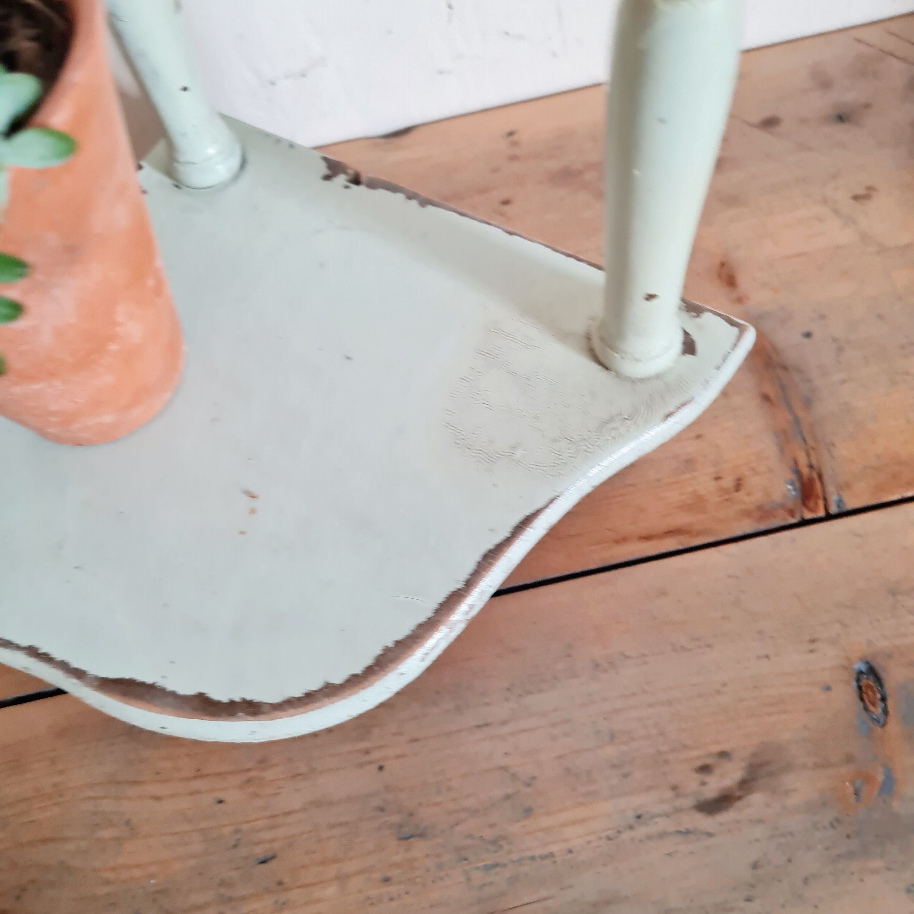 Old green patinated wooden shelf