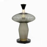 Paire de lampes de table en forme de champignon en verre de Murano et laiton