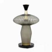Pair of Mushroom-shaped Table Lamps Murano Glass and Brass