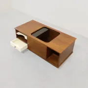 Italian 1970s Wooden Bar Cabinet on Castors