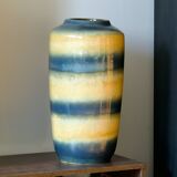 Vase West Germany en grès bleu et beige