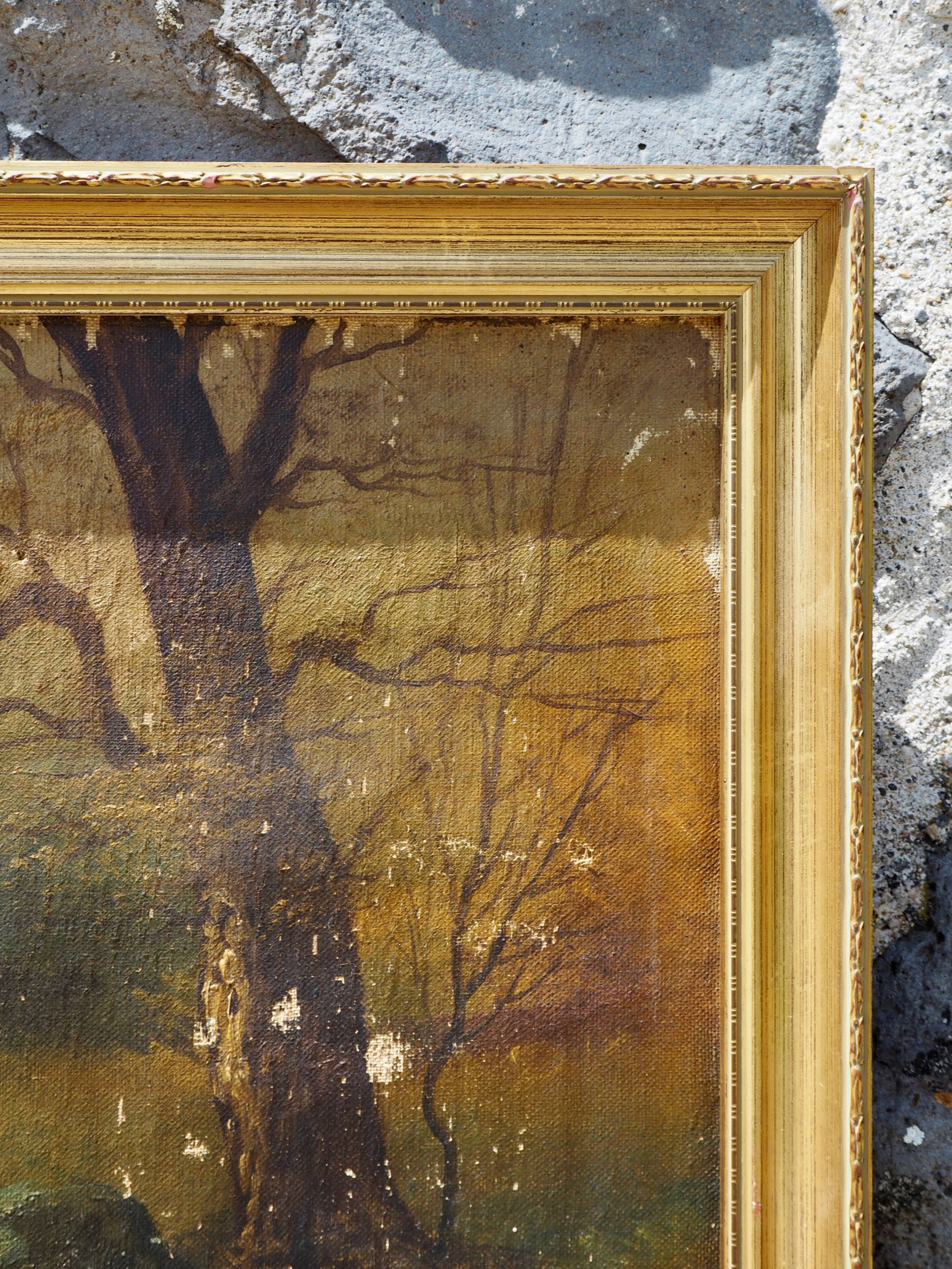 Pendants de scènes de chasse, huiles sur toile encadrées