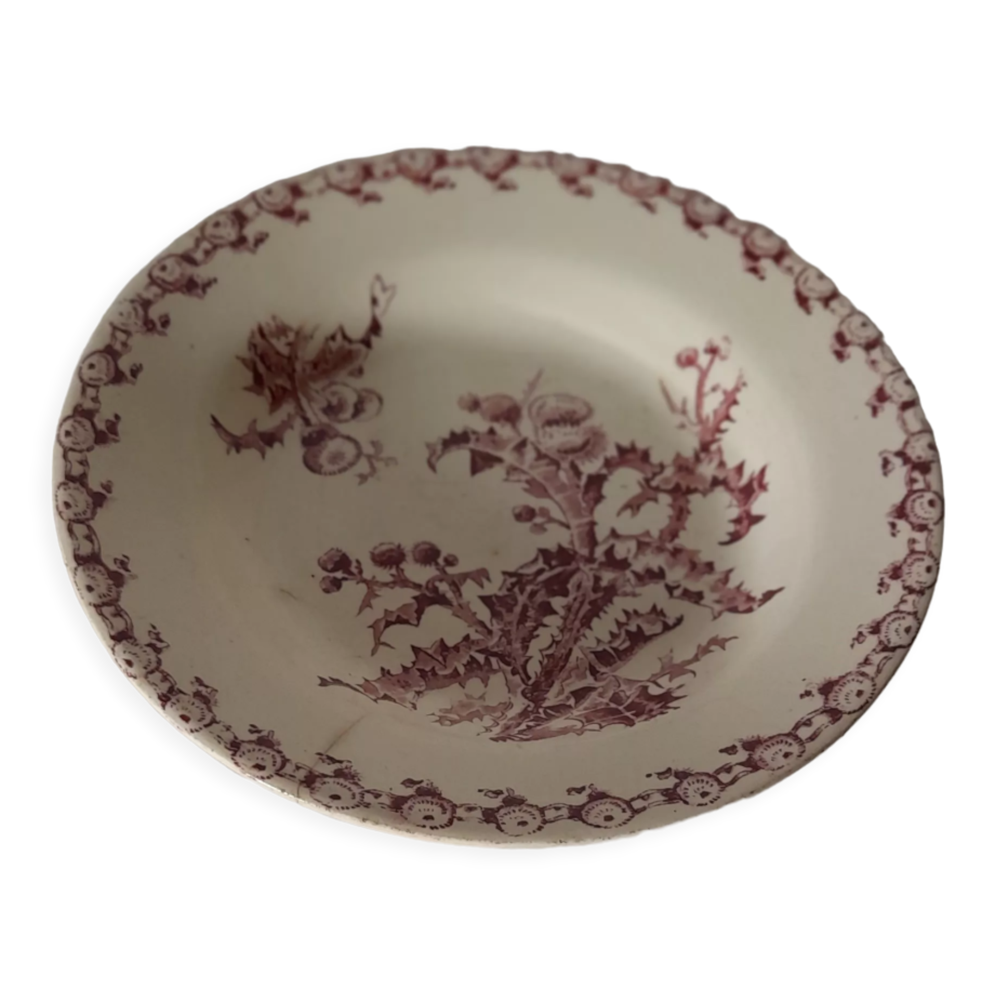 Opaque porcelain plate from Gien model thistles n ° 2 diam 24 cm