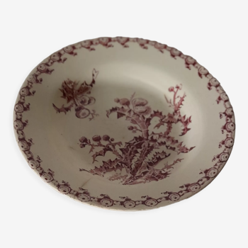 Assiette en porcelaine opaque de Gien modèle chardons  n °2 diam 24 cm