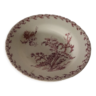 Assiette en porcelaine opaque de Gien modèle chardons  n °2 diam 24 cm