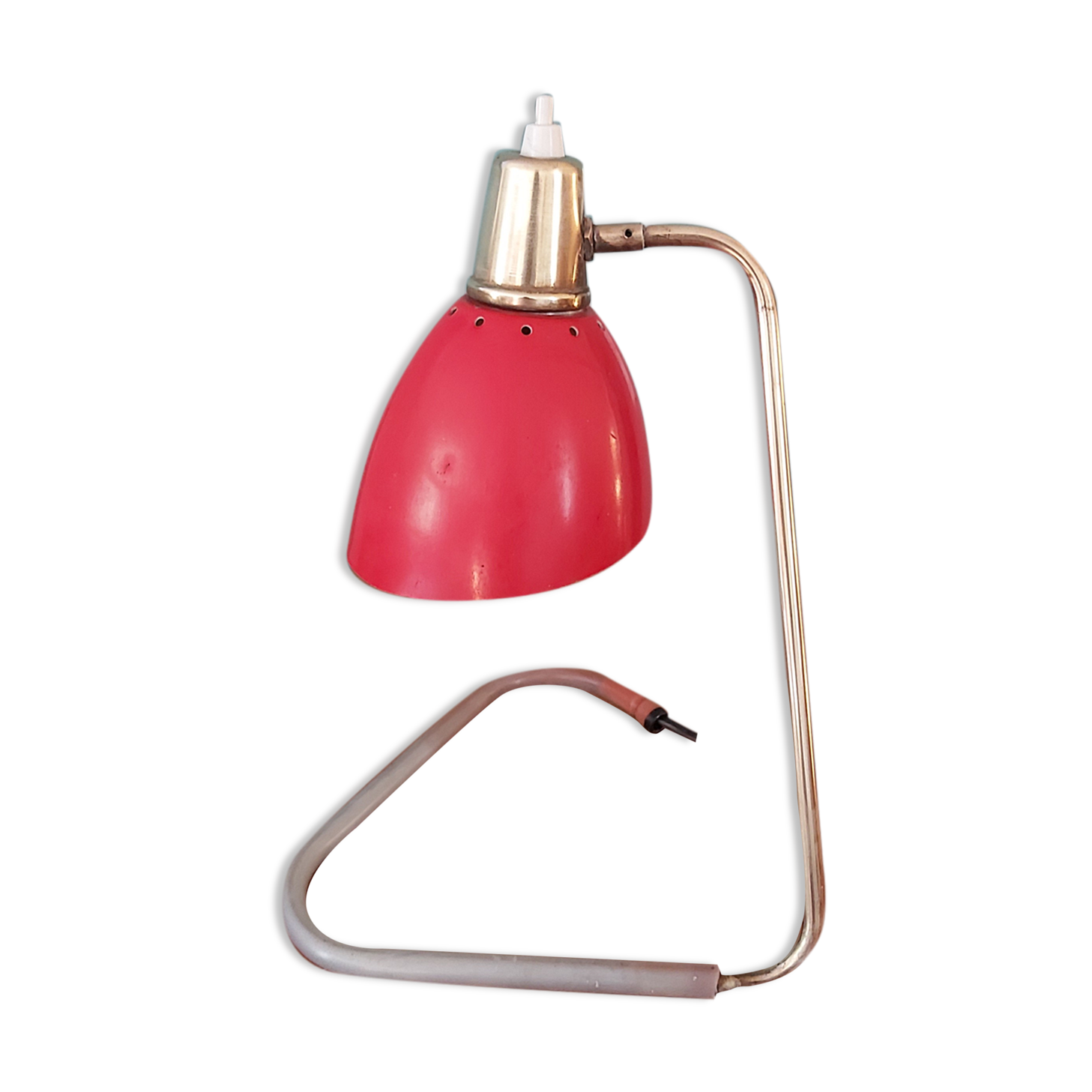 Vintage brass and metal casserole lamp