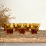 7 small amber glasses