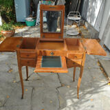 Rustic Louis XV hairdresser in cherry wood, functioning as a desk.