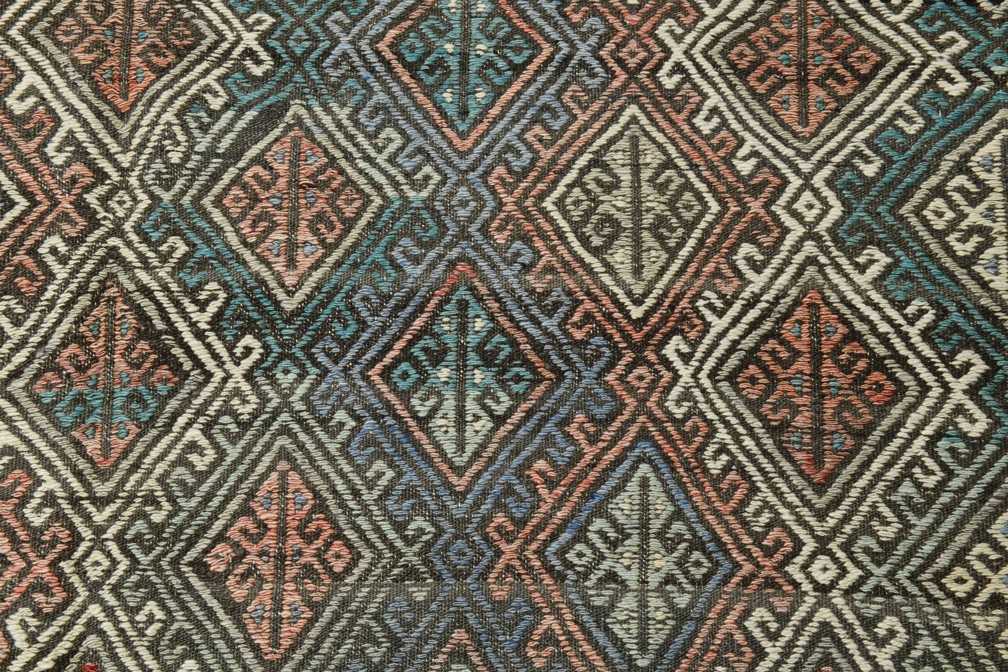 5x8 Kilim Light Blue Geometric Style Kilim Rug, 165x245Cm